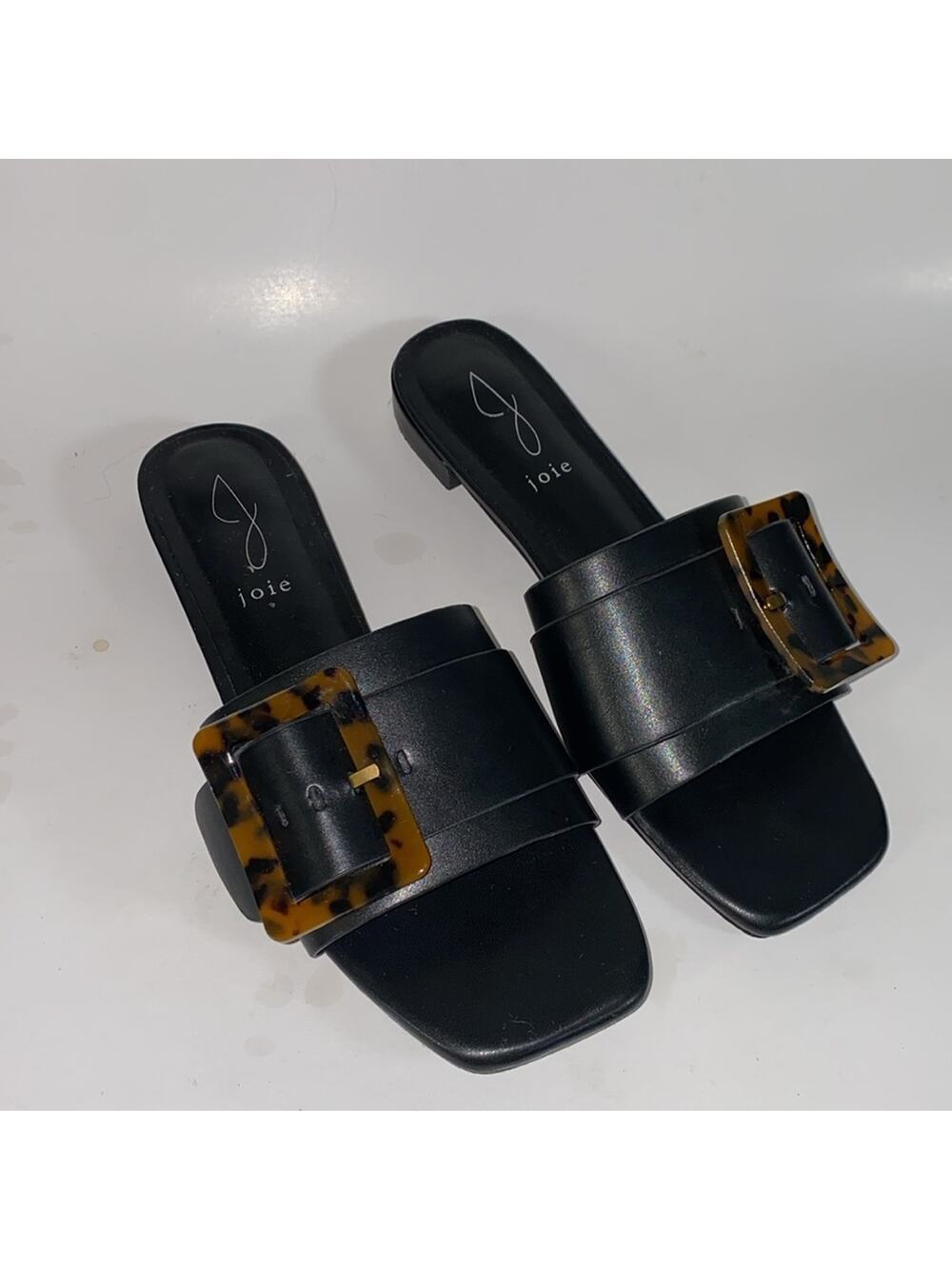 Joie Paige big buckle slip on flat sandals